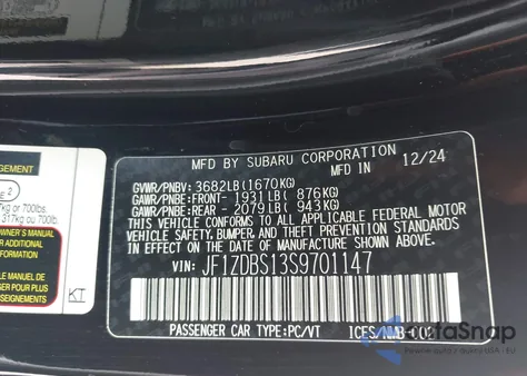 2025 Subaru Brz Ts из США, поврежденный, VIN JF1ZDBS13S9701147